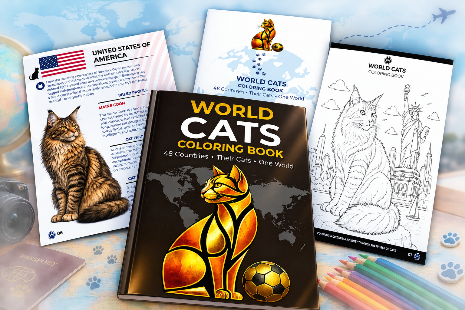 World Cats Coloring Book