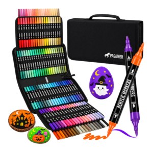 Acrylic Paint Markers, 120 Colors Dual Tip Fine & Brush Pens Set