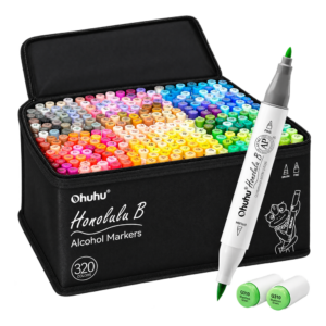Ohuhu Honolulu Alcohol Markers – 320 Colors, Brush & Fine Tips