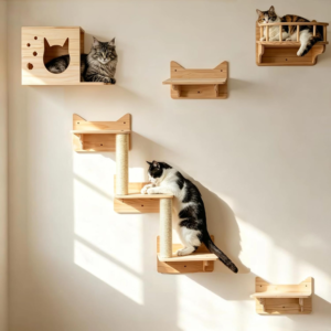 MIUZMORE Cat Wall Shelves – 9-Piece Cat Wall Furniture